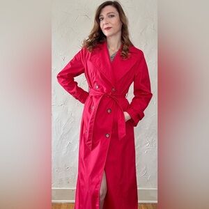 Stylish Red Trench Coat Size 6 EUC